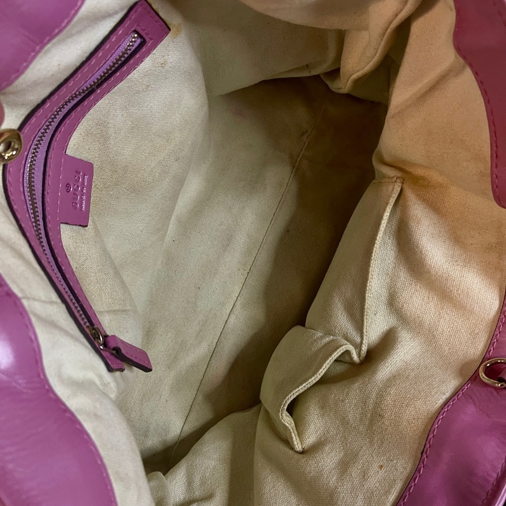 Gucci Beige GG Canvas Tote with Pink Leather Trim - Picture 6 of 11